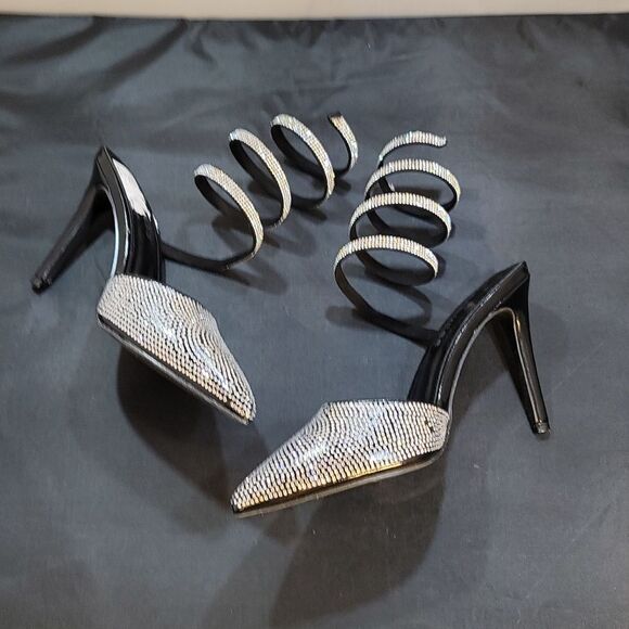 BRAND NEW BERNESS OPEN HEELS WITH STRASS STRAP SANDAL - Picture 8 of 14